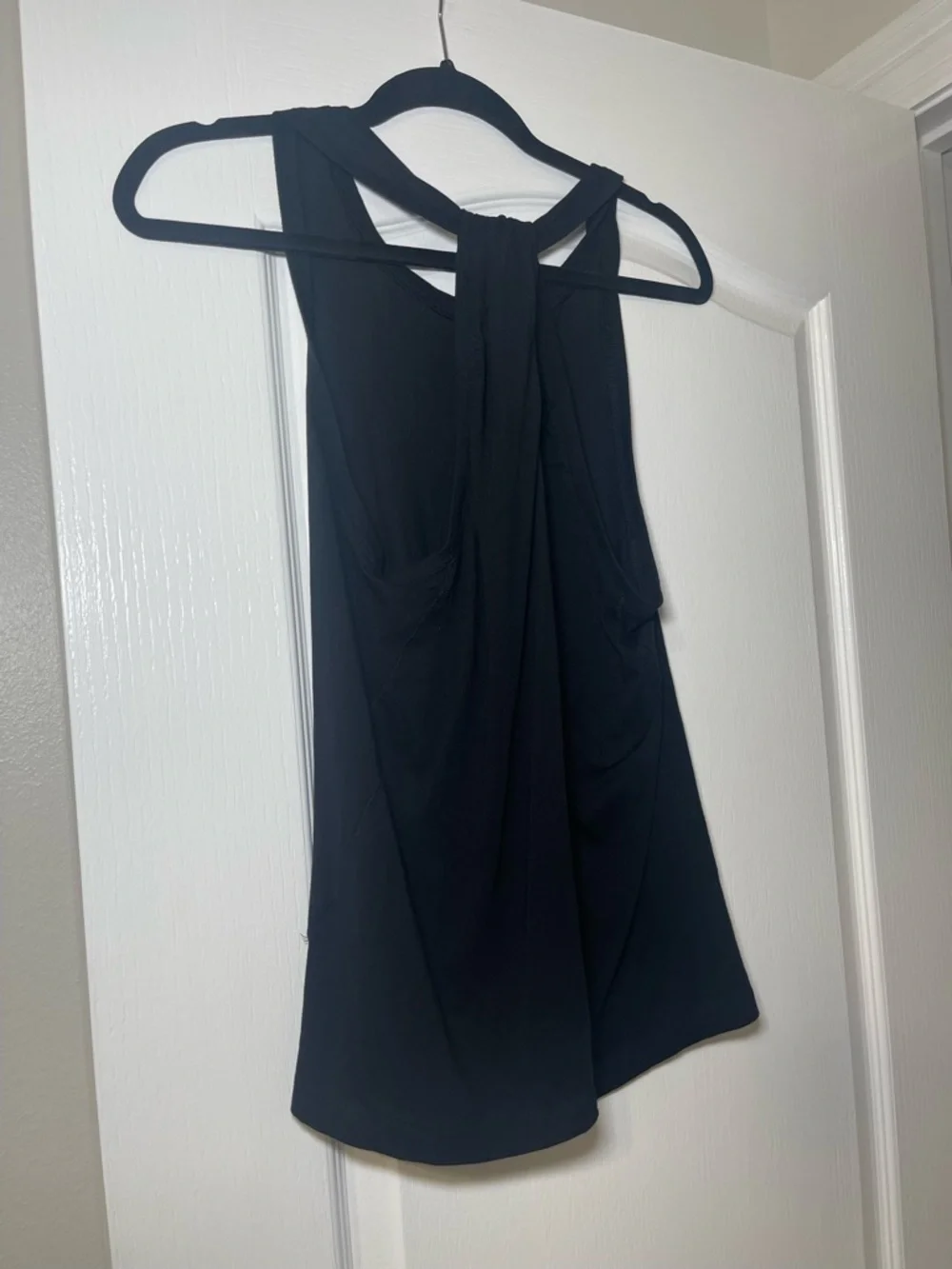 By Anthropologie Black Draped Knot Racerback Tank Top Sleeveless Size Small - Picture 3 of 14